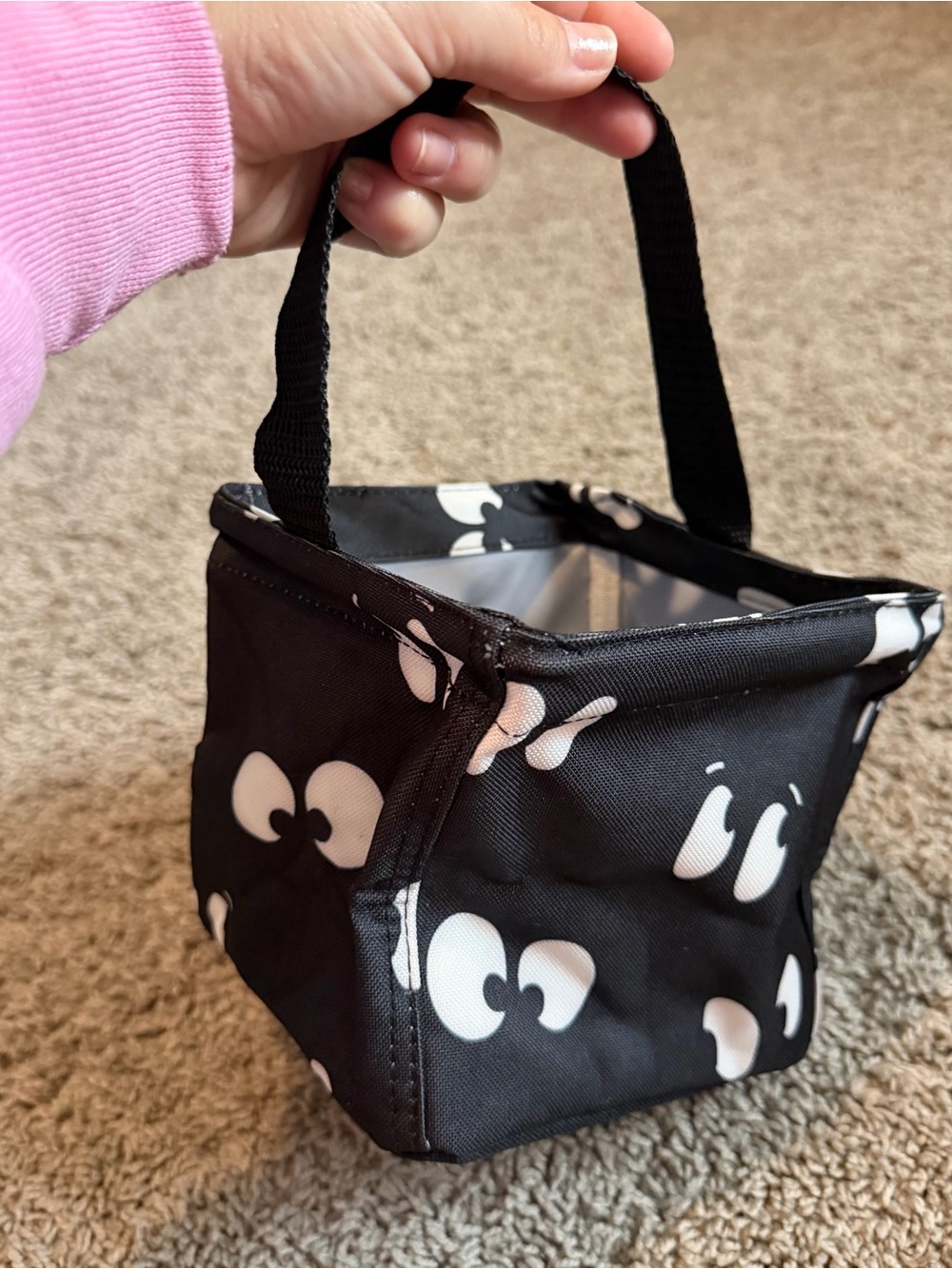 thirty-one Black Snack Tote with White Eye Print